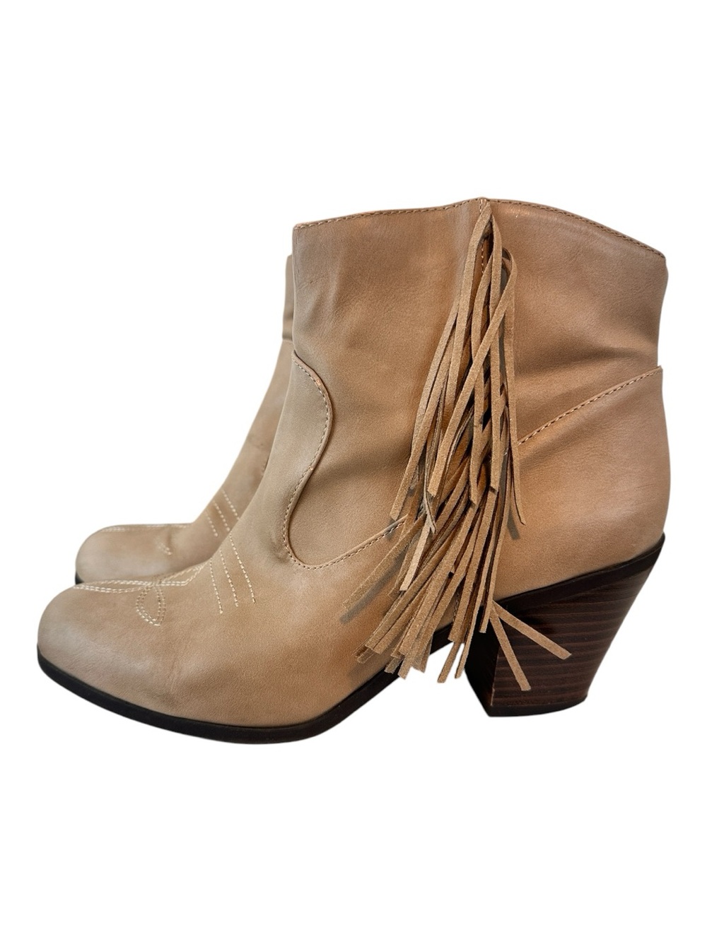 Sam & Libby Fringe Cowboy Boots Women’s Size 9 Western Boho Tan